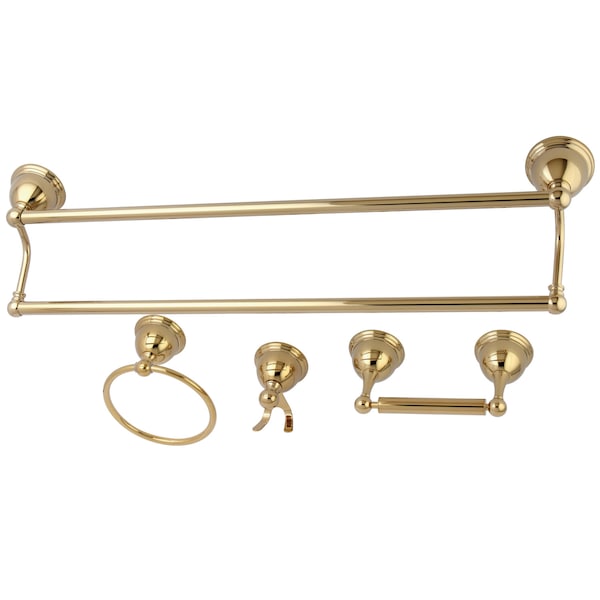 Restoration 4-Piece Bathroom Hardware, Polished Brass